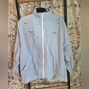 Koret Light Blue Gingham Windbreaker/jacket  Casual CottageCore XL